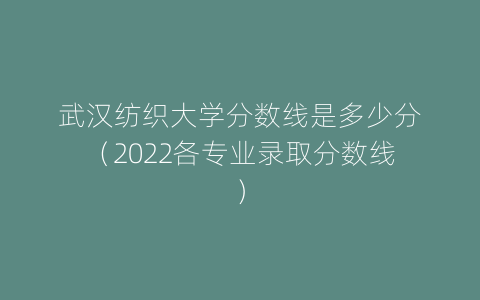 武汉纺织大学分数线是多少分（2022各专业录取分数线）