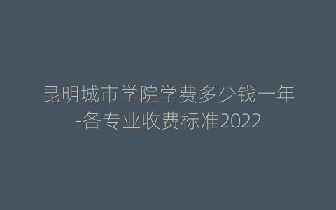 昆明城市学院学费多少钱一年-各专业收费标准2022