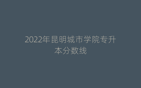 2022年昆明城市学院专升本分数线