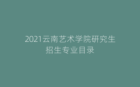 2021云南艺术学院研究生招生专业目录