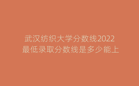 武汉纺织大学分数线2022 最低录取分数线是多少能上