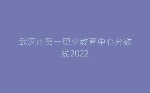 武汉市第一职业教育中心分数线2022