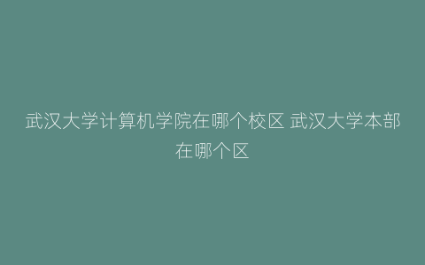 武汉大学计算机学院在哪个校区 武汉大学本部在哪个区