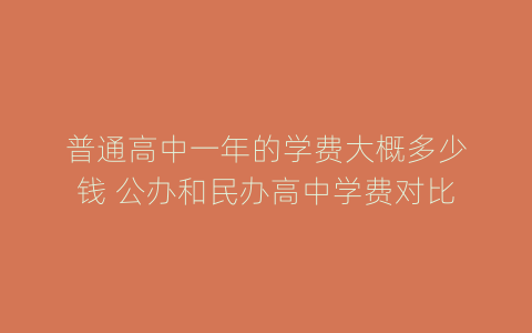 普通高中一年的学费大概多少钱 公办和民办高中学费对比