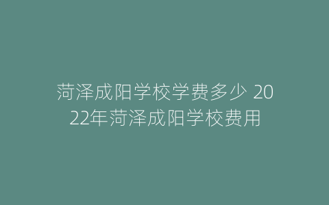 菏泽成阳学校学费多少 2022年菏泽成阳学校费用