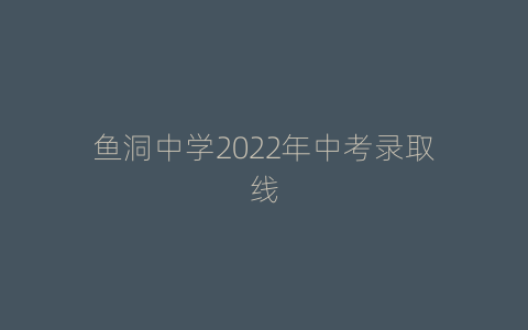 鱼洞中学2022年中考录取线