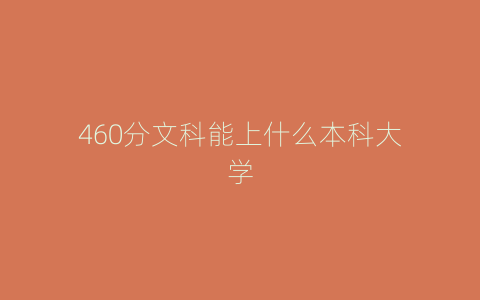 460分文科能上什么本科大学