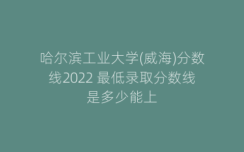哈尔滨工业大学(威海)分数线2022 最低录取分数线是多少能上