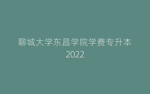聊城大学东昌学院学费专升本2022