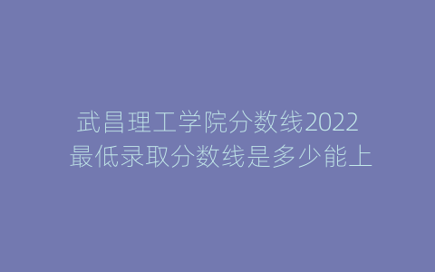 武昌理工学院分数线2022 最低录取分数线是多少能上
