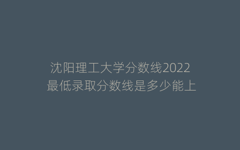 沈阳理工大学分数线2022 最低录取分数线是多少能上