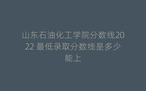 山东石油化工学院分数线2022 最低录取分数线是多少能上