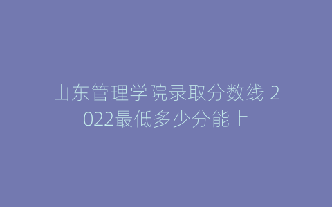 山东管理学院录取分数线 2022最低多少分能上